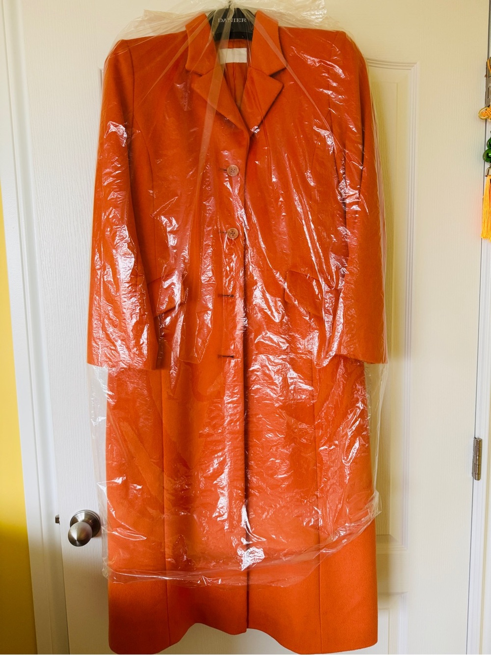 🧡 Brand New Cashmere Coat – Orange-Red – Size M
